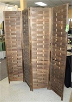 (7) 4-Panel Room Dividers, Stained Wooden Woven