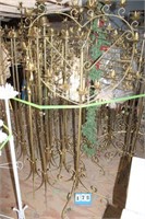 Large Lot Gold Colored Candelabras, Plant Stands,