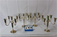 5-Light Candelabras, Silver Toned, Approx. 13"H