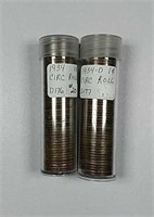 1934 & 1934-D  Rolls of circulated Lincoln Cents