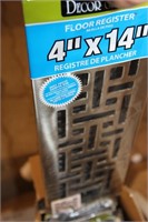 8 Floor Registers 4" x 14" Brushed Steel