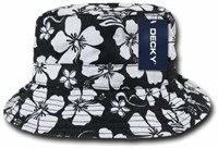 DECKY Floral Polo Bucket Hat, Black,