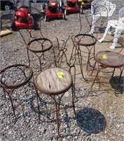 Rustic patio set. 4 chair bases,I barstool &