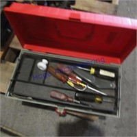 Plastic tool box some tools