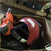 Box--welding helmet, B&D 3/8" DR250 elec. drill,