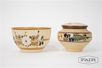 Hand Painted Mexican Pottery Bowl and Pot