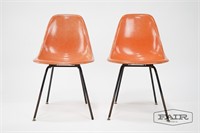 Pair of Orange Herman Miller Shell Chairs