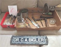 Old Kitchen Items, Primitive Tools, Sign,