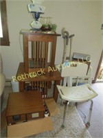 End Tables, Lamp, Shower Chair, Crutches, Misc