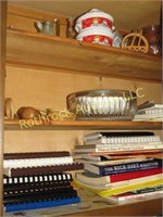 Contents of Cabinet-Cookbooks, Bells, Misc