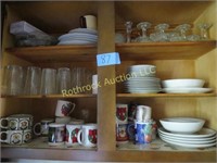 Contents of Cabinet - Plates, Bowls, Cups, Misc