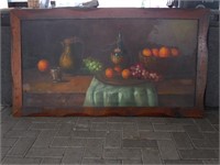 FRAMED TABLESCAPE-WINE,FRUIT PAINTING BY ANDRE