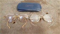 (2) Vintage Eye Glasses & Case From Dr RA Funk