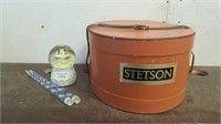 Stetson Hat Box , Snow Globe & Candle Decor