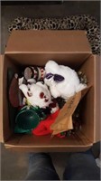 Box of Christmas Decor & Pet Bed