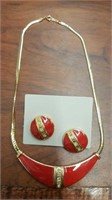 Pretty Red & Gold with Accent Necklace & Earrings