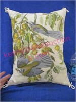 nice katha diddel needlepoint pillow -2 grey birds