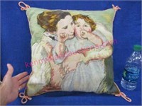 nice katha diddel needlepoint pillow -mom & child