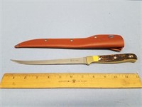 12.25" Filet knife with cast antler handle