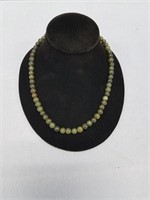 Dark green jade bead necklace 18" long