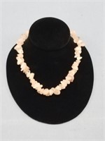 Pale pink quartz stone necklace, 16" long