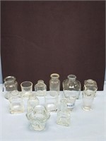 Lot of vintage glass items: inkwells, shot glasses