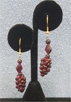 Pair of garnet cluster dangle earrings