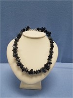 16" Black stone speckled necklace