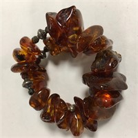 Sterling Silver And Raw Amber Spiral Bracelet