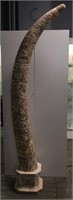 6' 9" Tall Polychrome Decorated Bone Tusk