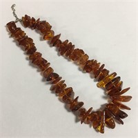 Sterling Silver And Raw Amber Necklace