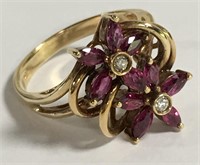 14k Gold, Diamond & Spinel Ring