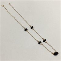 14k Gold Necklace With Black Stones