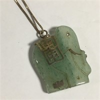 Sterling Silver And Jade Pendant Necklace