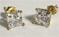 14k Gold And Cubic Zirconia Earrings