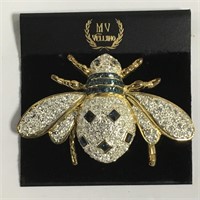 M. V. Vellano Rhinestone Costume Bug Pin