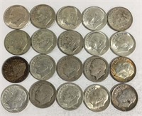 20 Silver Roosevelt Dimes