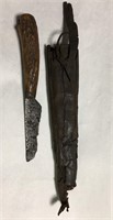 Early Knife In Leather Sheath