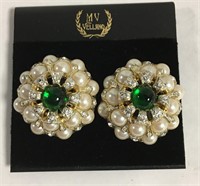 M. V. Vellano Rhinestone & Faux Pearl Earrings