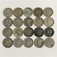 20 Silver Mercury Dimes