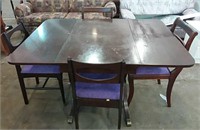 Drop side dining table with 4 chairs