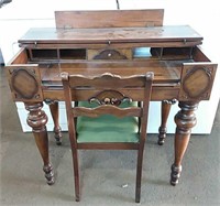 Unique Antique desk and chair 35"Lx19"Wx33"H