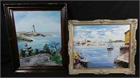 2 original oil on board paintings- 20"Lx24"H,