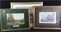 3 Victorian style prints with frames 18"Lx15"H,