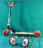 Folding scooter & training wheels for a bicycle