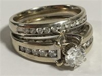 14k White Gold And Diamond Wedding Ring Set