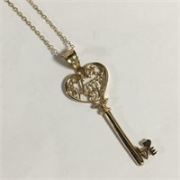 Sterling Goldwash Key Pendant Necklace