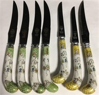 Group Of 7 Sheffield Knives With Porcelain Handles