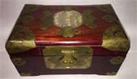 Oriental Box With Carved Jade Insert