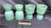Set of 4 jadeite double egg cups
